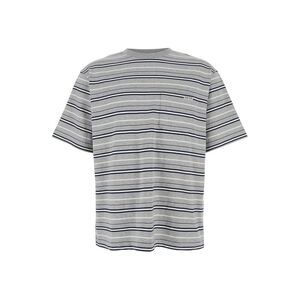 After Pray Men Grey Crewneck T-Shirt With All-Over Striped Motif In Cotton Man